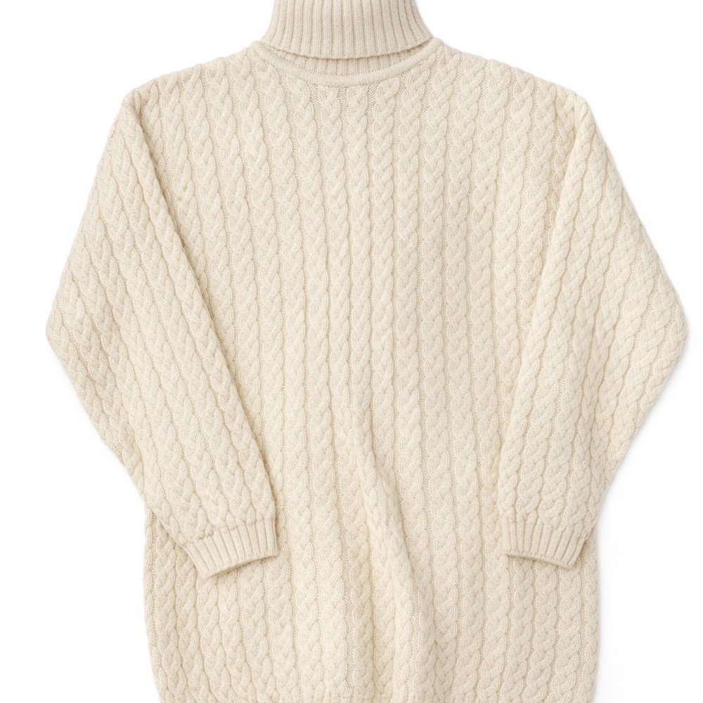 Peruvian Connection Cream Turtleneck Sweater Dress